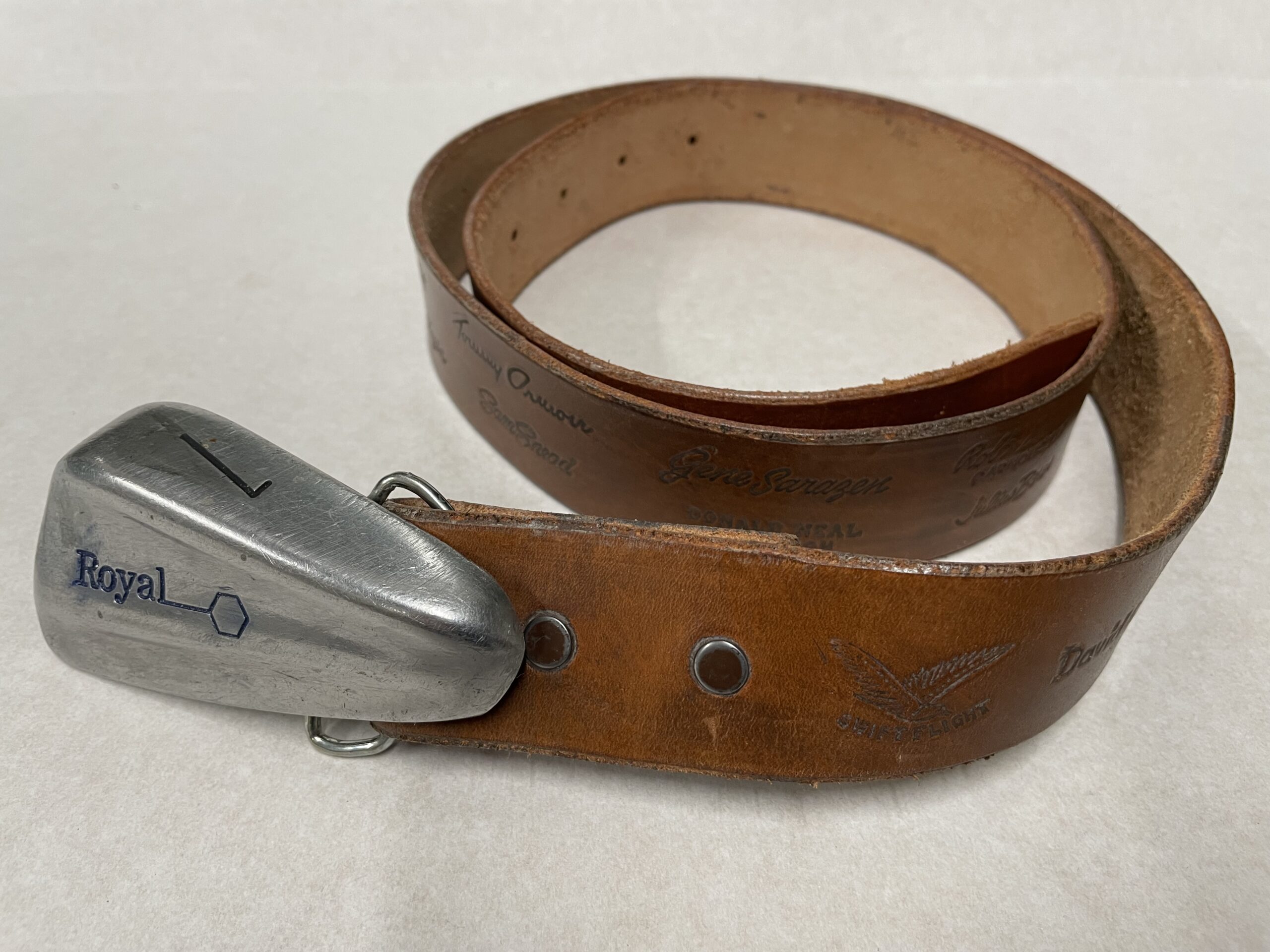 Leather "Clubmakers" stamped Belt with 7 Iron Buckle