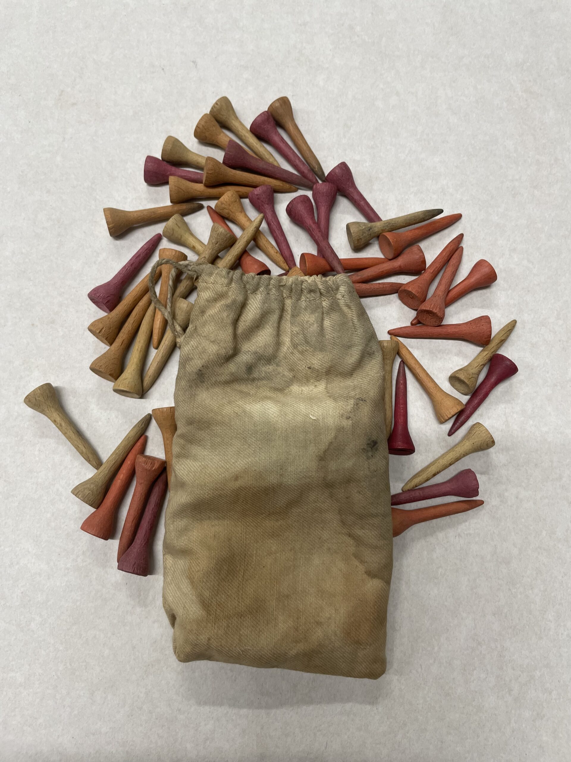 J. B. Halley & Co., London. Cloth bag of Wooden Golf Tees c.1920s