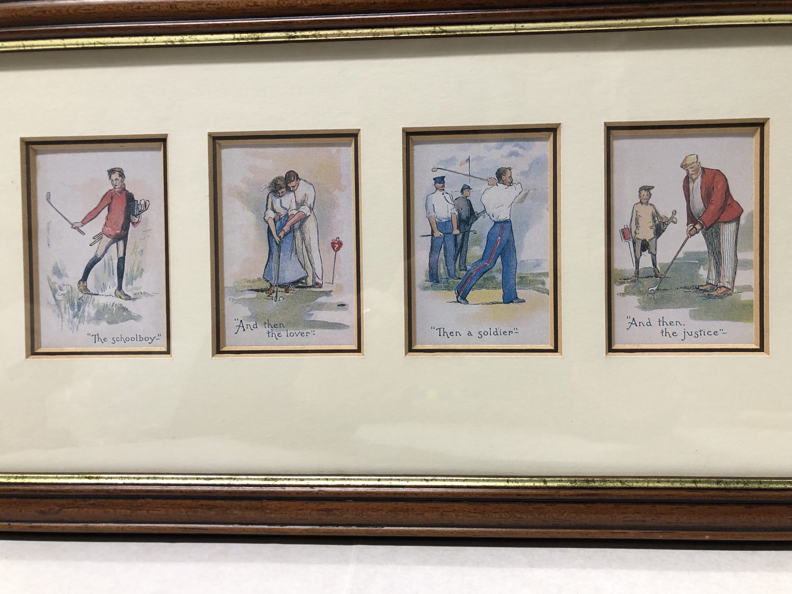 The Seven Ages of Golf - Framed Set of Reproduction Cards
