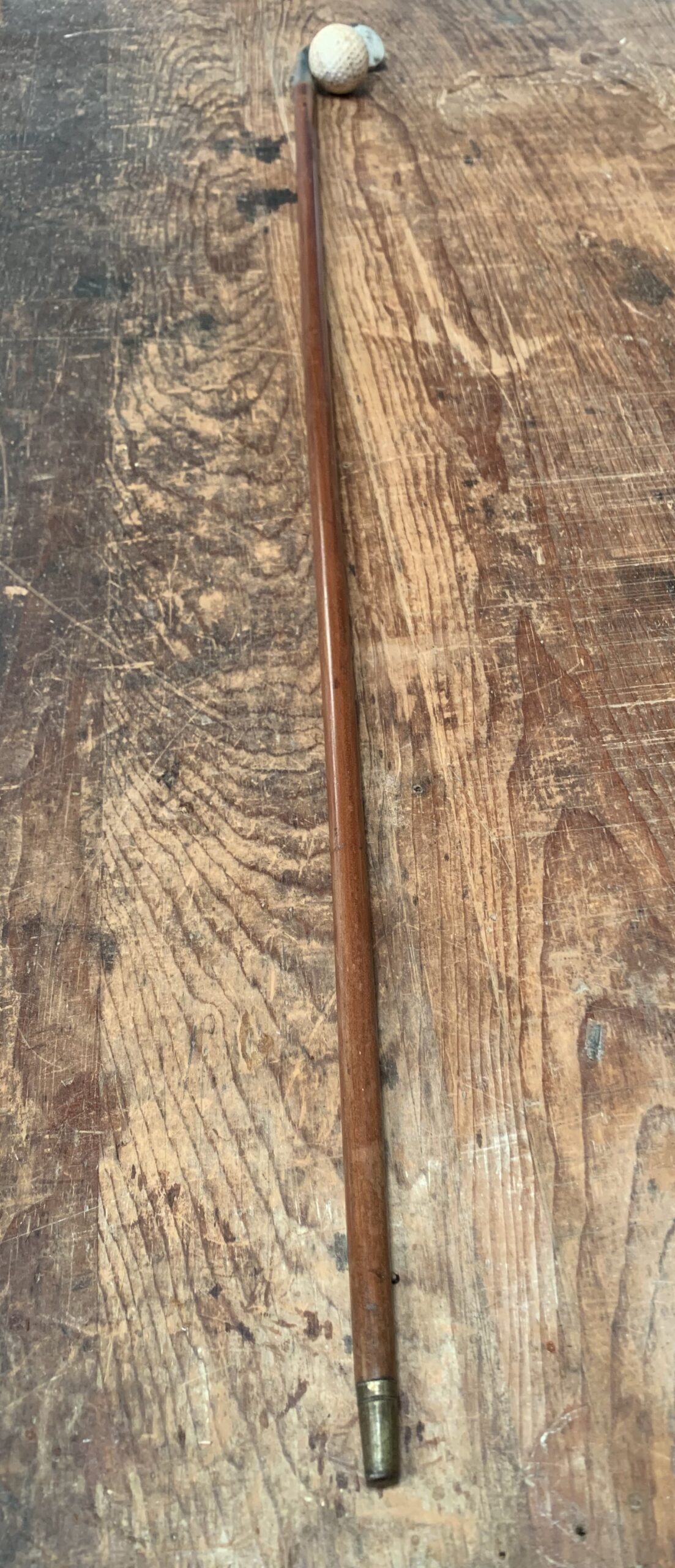 Late Victorian/ Early Edwardian 'Sunday Club' walking stick with small 'Mashie' shaped iron head