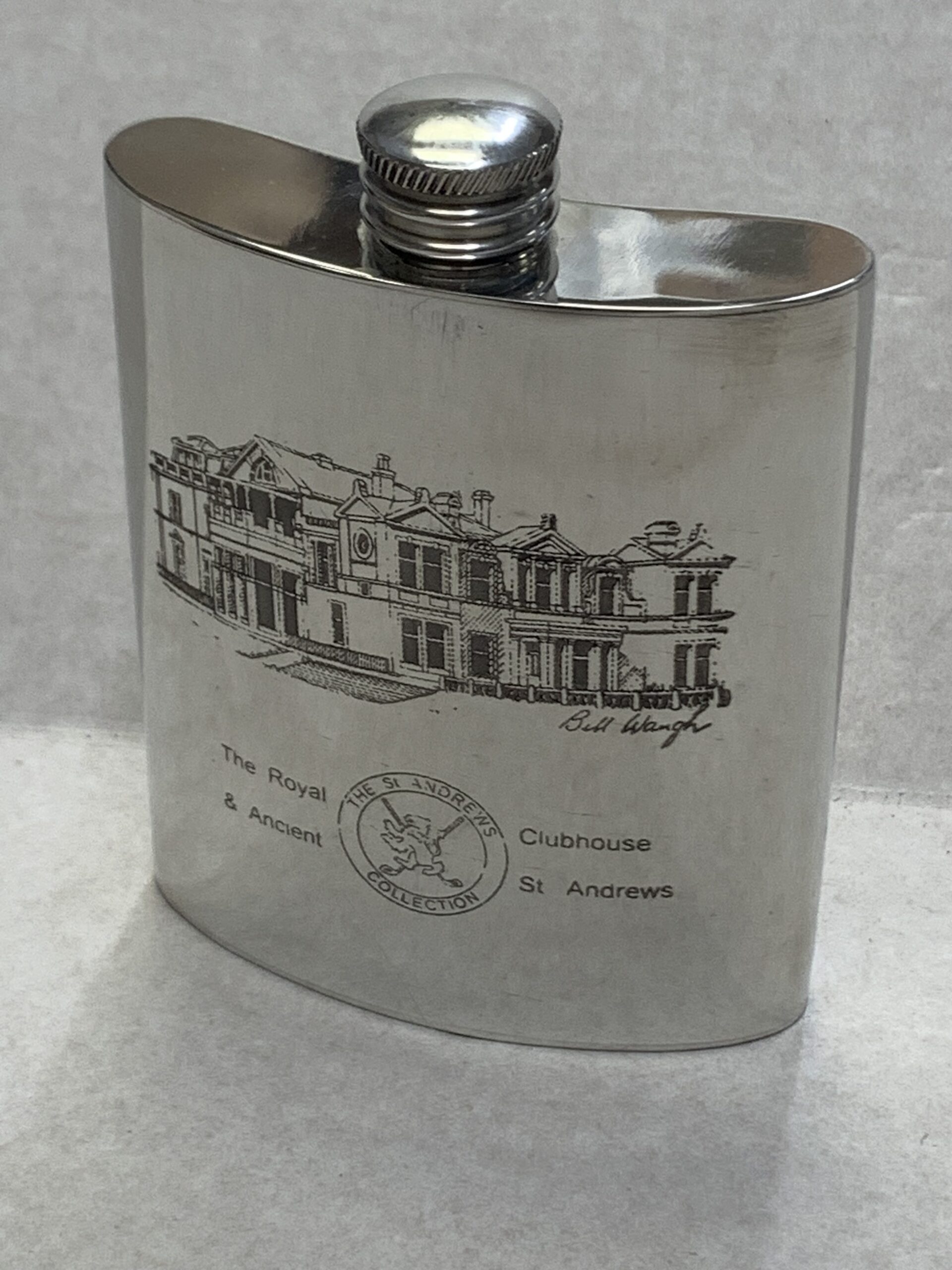 Pewter 6oz St. Andrews Kidney shaped Hip Flask