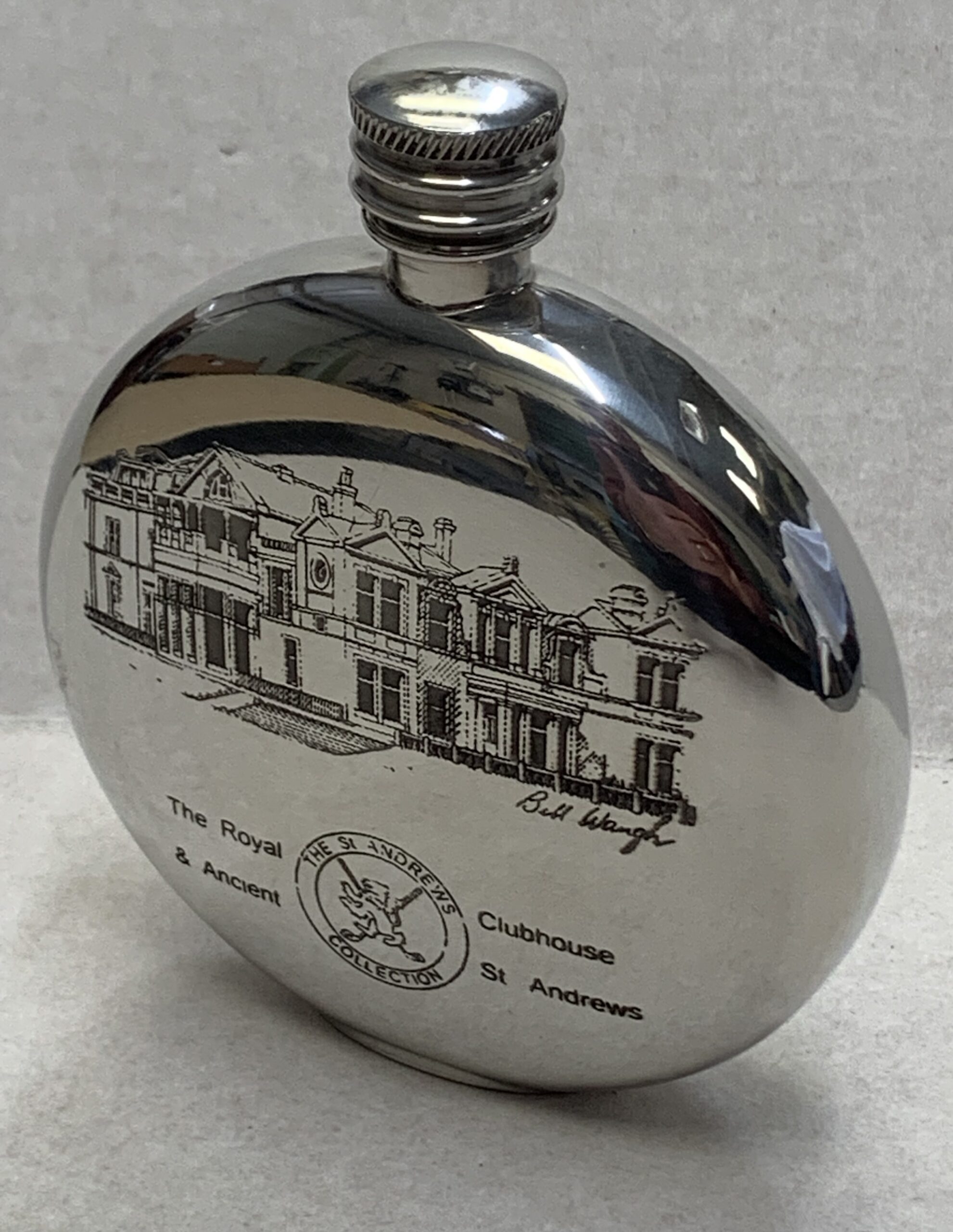 Pewter 6oz Round St. Andrews Flask